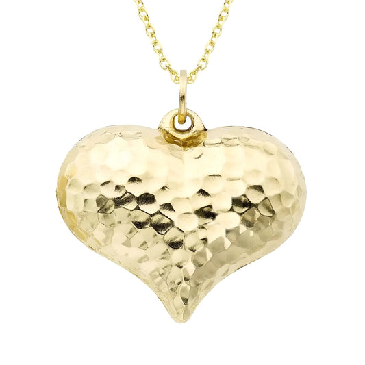 Collar de Encanto Corazón Acolchado “Oro 14K”