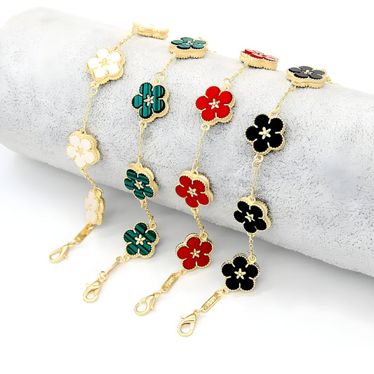 Pulseras de Flores con Baño de Oro de 18 K