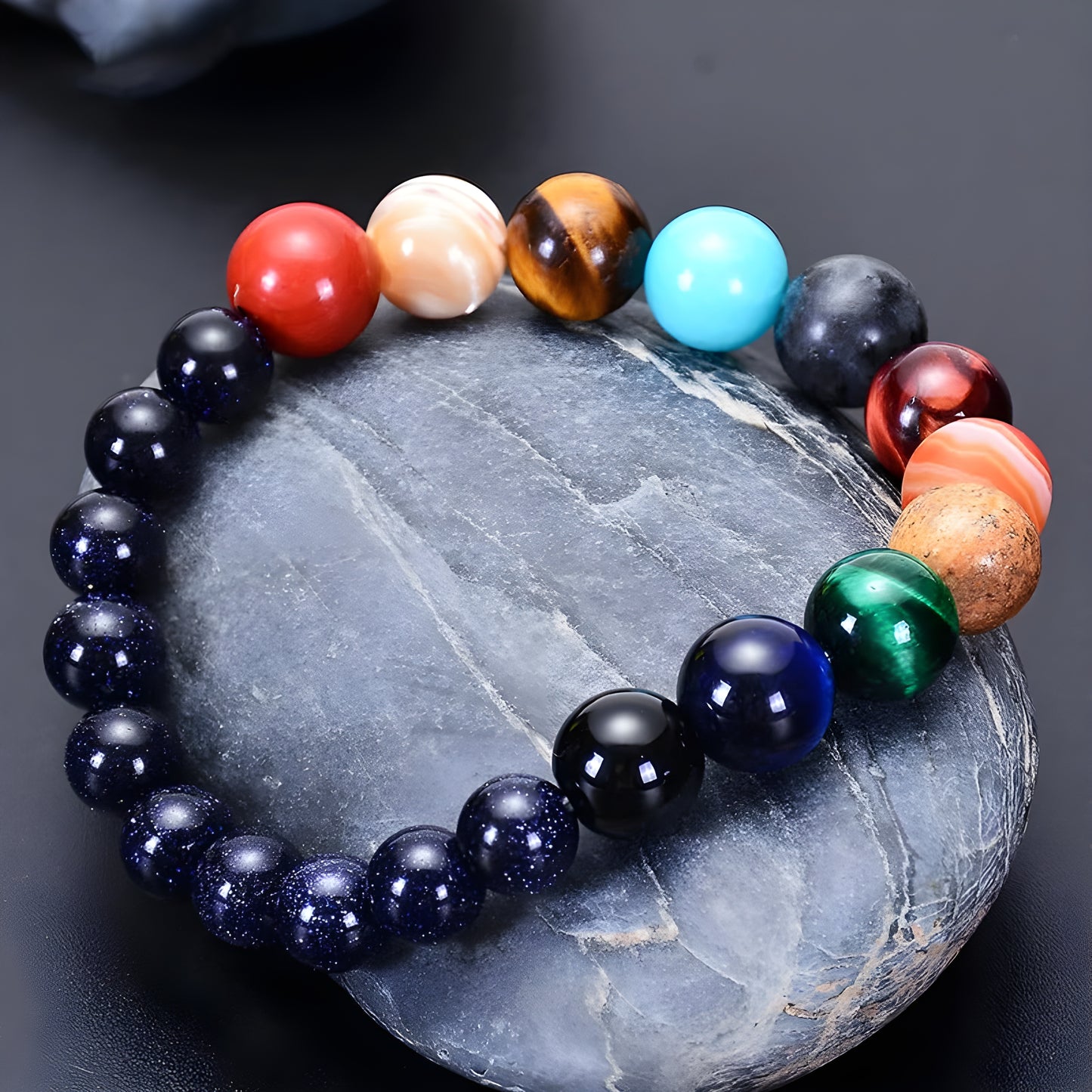 Pulsera de Piedra Natural de los Ocho Planetas