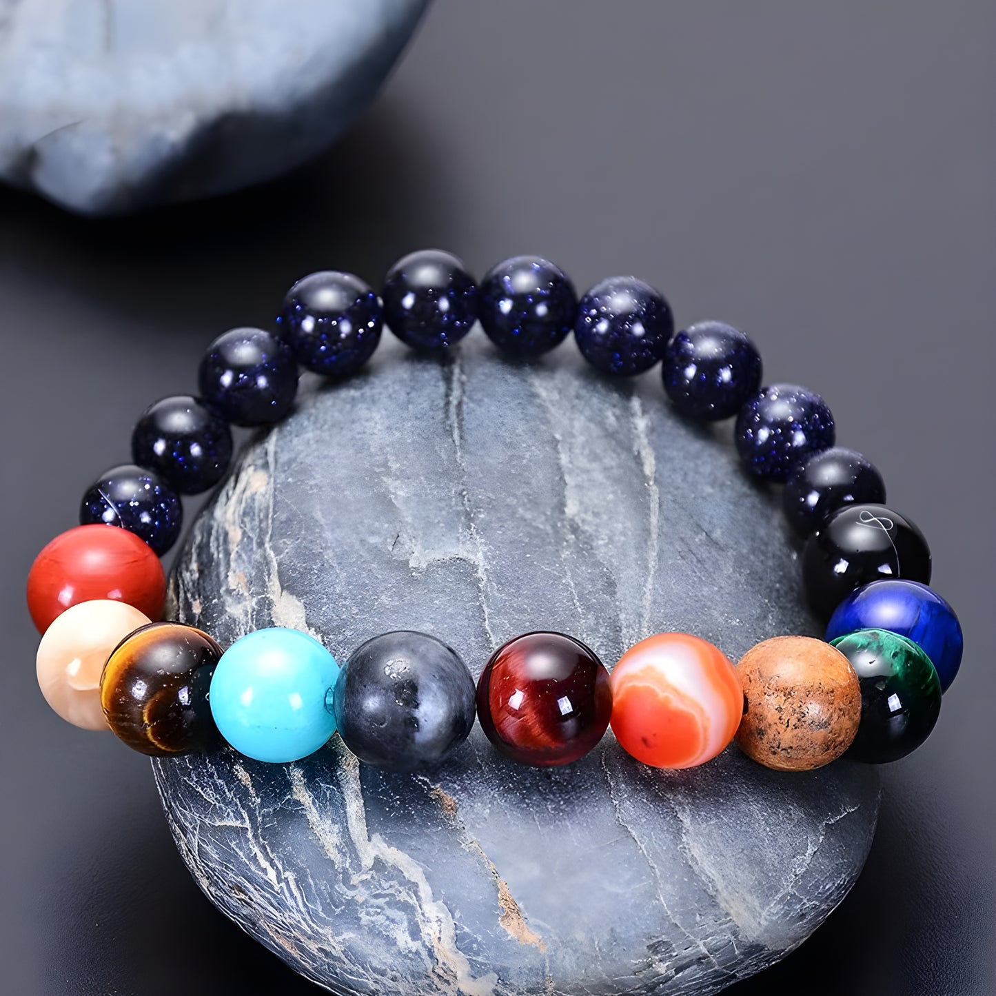 Pulsera de Piedra Natural de los Ocho Planetas