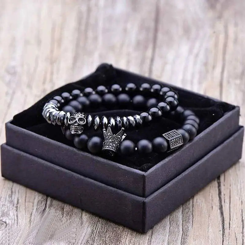 Pulsera de cuentas de piedra oxyn con acabado mate